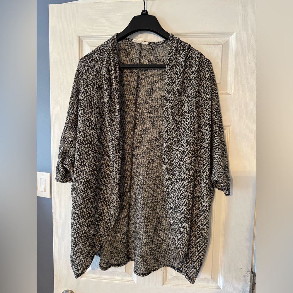 Slouchy black and cream cardigan sweater